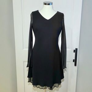 Jones New York Petite Sheer Long Sleeve Dress